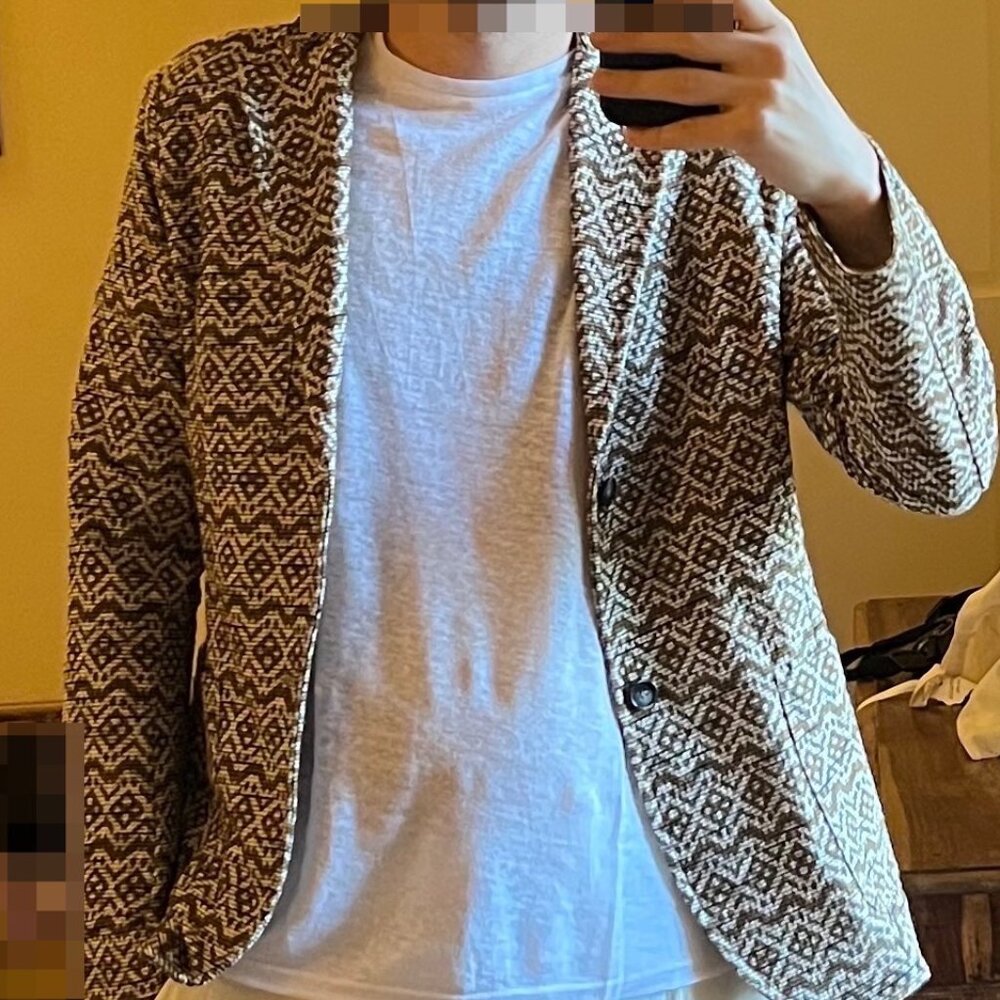 Gianni Lupo Italian Designer Cotton Pattern Blazer - Large